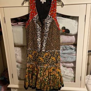 Coach 1941 Dress XS Silk boho floral detachable collar